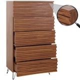 thumbnail of Ladekast HWC-M49, highboard kast, 3D design 5 laden massief hout mangometaal 145x80x44cm ~ walnoot look