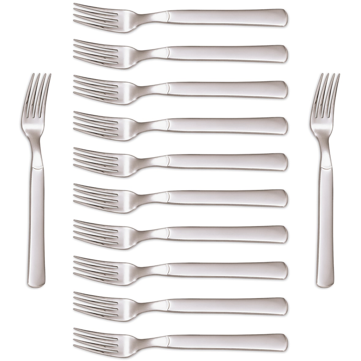 Arcos Tenedores de Carne, Monoblock de una pieza, Acero Inoxidable 18/10, 200 mm, Juego de 12, Color Plata