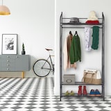 thumbnail of Relaxdays Kleiderständer Metall, Garderobenständer mit Schuh- & Hutablage, offener Kleiderschrank, 161x78x36 cm, schwarz