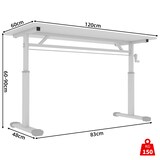 thumbnail of Schreibtisch höhenverstellbar 90x120x60 cm mit Handkurbel, Doppelständer stabil, minimalistisches Design für Homeoffice, Weiß