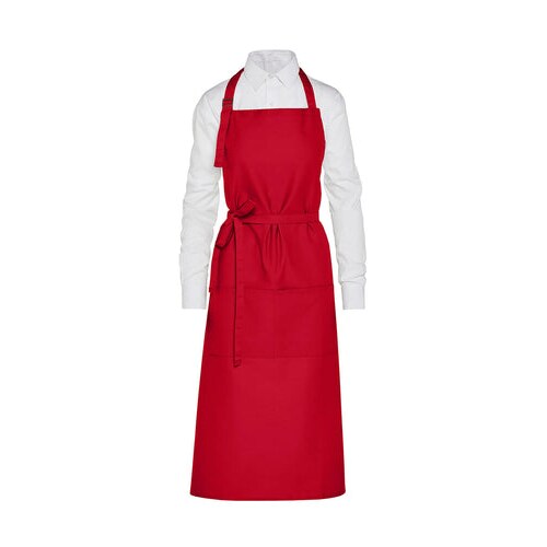 AMSTERDAM - Recycled Bib Apron with Pocket: One Size / Red