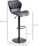 thumbnail of Barhocker 2er Set höhenverstellbar drehbar 49x56x110 cm mit Rückenlehne und Fußstütze Kunstleder Schwarz stabiler Stahlfuß