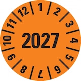 thumbnail of Dreifke® Prüfplakette 2027, orange, Dokumentenfolie, Ø 10mm, 384/Heft