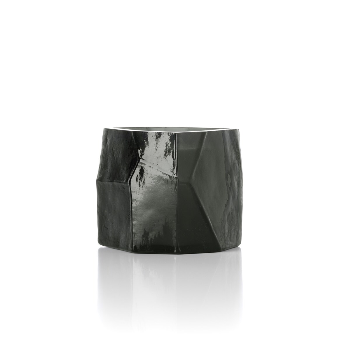 Bazar Bizar Kandelaar van glas 9.5x10x9 cm rookglas