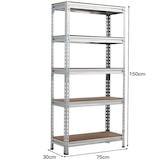 thumbnail of COSTWAY Estantería de Almacenamiento 150 x 75 x 30 cm, Estantería de Metal Pesado para Sótano con 5 Estantes Ajustables