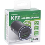 thumbnail of InLine® USB KFZ Stromadapter PD, 12/24V USB-A + USB-C, max. 60W, schwarz