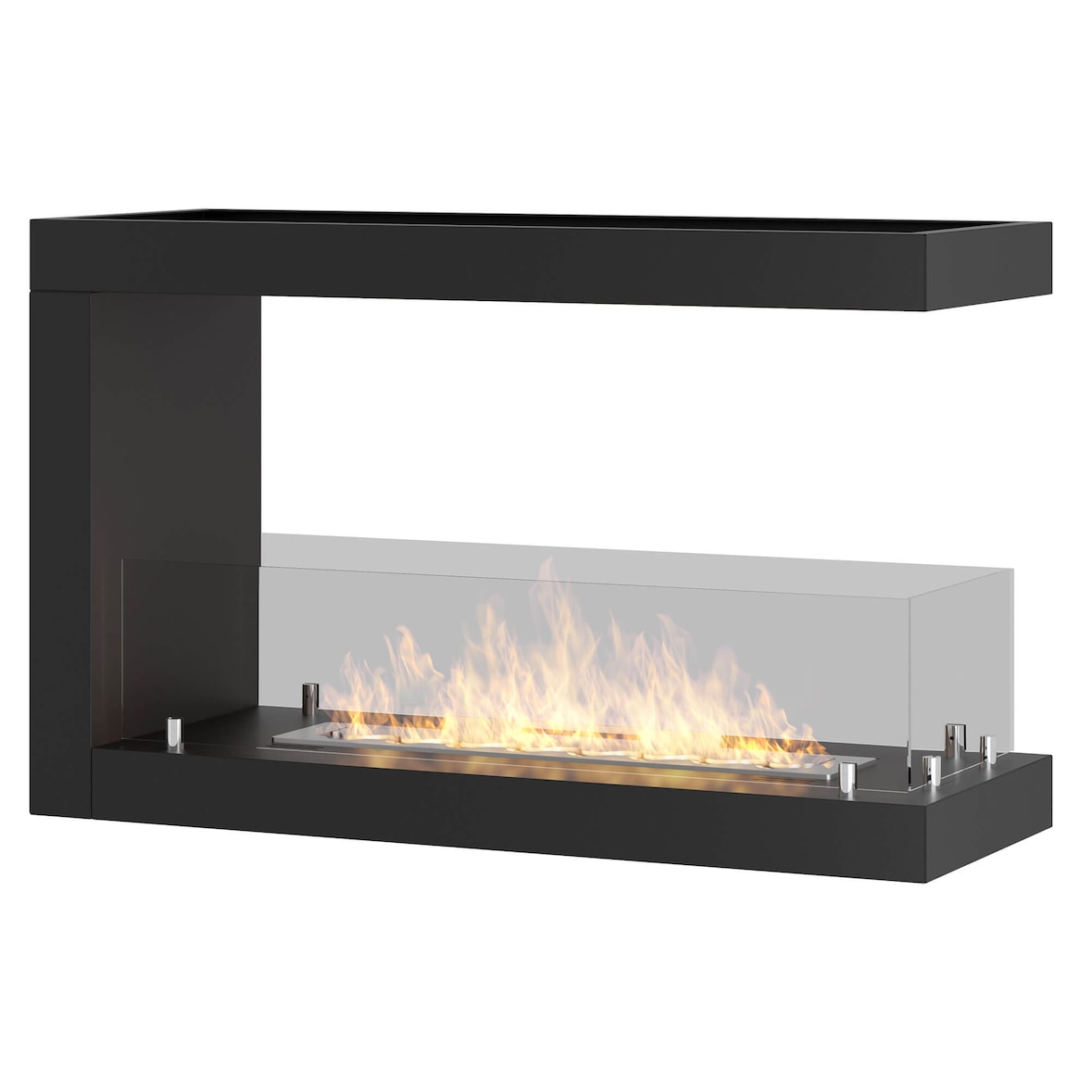 Camino a Bioetanolo Trifacciale da Incasso 80x50 cm Inside u 800 Nero con Vetro