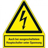 thumbnail of Aufkleber I Warn-Kombischild bei ausgeschaltetem Hauptschalter, RoHS konform, Folie, 210x240mm, ASR A1.3, DIN EN ISO 7010 W012