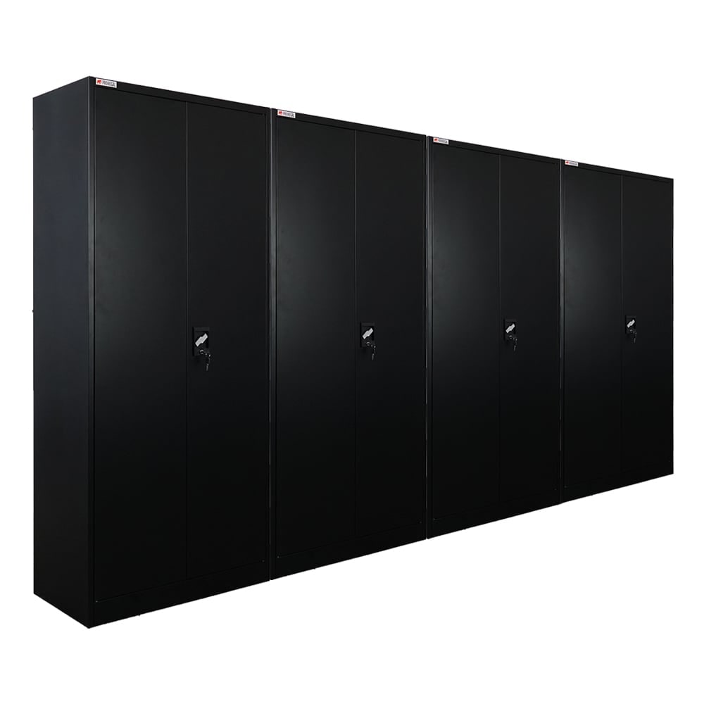 PROREGAL Mega Deal 4x Flügeltürenschrank ELEPHANT Metall Spind komplett montiert abschließbar 180x80x40cm Kleiderstange Stahlschrank Schwarz