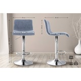 thumbnail of Banco de bar Hover em tecido azul/metal cromado