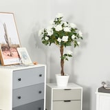 thumbnail of Outsunny planta artificial de 90 cm rosa blanca realista con 21 flores y 350 hojas anti-uv maceta de cemento incluida para interior y exterior