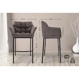 thumbnail of Taburete de Bar Damaso Tela con Base de Cuatro Patas Gris/Negro