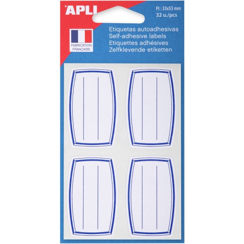 agipa Buchetiketten, weiß/blau, 33 x 53 mm, liniert