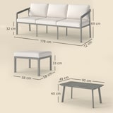 thumbnail of 3-teiliges Gartenmöbel-Set für den Außenbereich mit 3-Sitzer-Sofa, Fußhocker, Couchtisch und Kissen in Braun und Beige