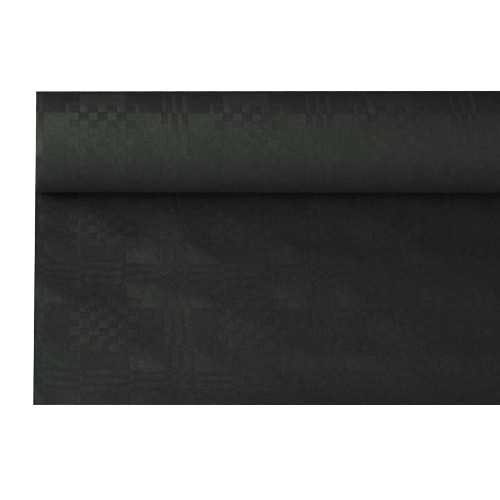 PAPSTAR, Tafelkleed papier met damastprint 8 m x 1,2 m zwart