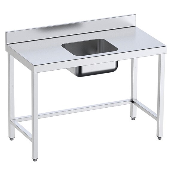 Mesa em aço inox com cuba ao centro 1500x700x850 mm