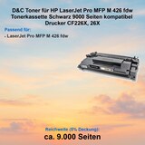 thumbnail of D&C Toner für HP LaserJet Pro MFP M 426 fdw Tonerkassette Schwarz 9000 Seiten kompatibel  Drucker CF226X, 26X