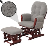 thumbnail of Relaxfauteuil HWC-C76, schommelstoel fauteuil + hocker stof bouclé 480g/m² Oeko-Tex ~ grijs donker frame