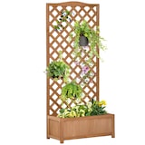 thumbnail of Outsunny Jardinera con Enrejado de Madera Maciza Arriate Macetero con Soporte para Trepadora Cultivos Plantas Flores para Terraza 76x36x170 cm