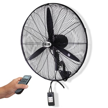HJM Ventilador de pared con mando VIP003MD,aspas de aluminio de 75cm,mando a distancia,4 velocidades, temporizador, cabezal oscilante y fijo.210W