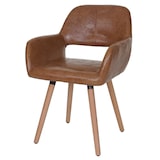 thumbnail of Set van 6 eetkamerstoelen HWC-A50 II, keukenstoel, retro jaren 50 design ~ kunstleer, imitatiesuède, lichtgekleurde poten