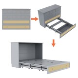 thumbnail of Schrankbett 140x200 mit USB/Steckdose, umbaubar, Schubladen, MDF-Kiefernholz, platzsparend, modern, funktional, grau
