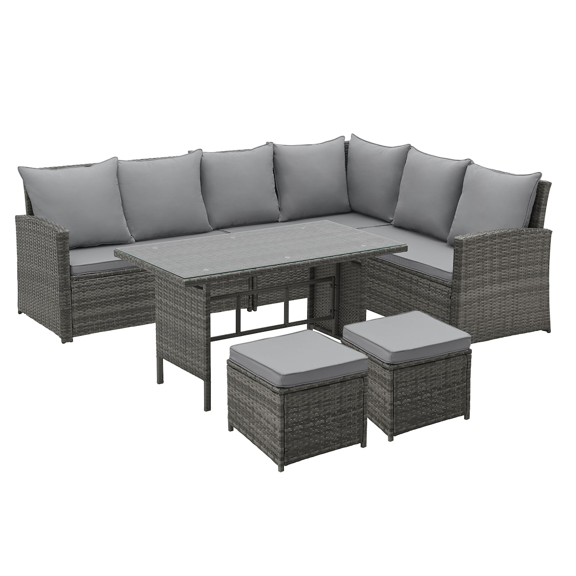 SVITA MONROE Garten-Lounge Set Polyrattan Lounge-Möbel Sitzgruppe Grau
