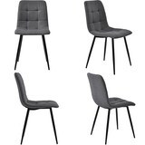 thumbnail of Esszimmerstuhl 4er Set Polsterstuhl Leinen Grau 86x46x44 cm mit ergonomischer Rückenlehne Ziersteppung Metallbeinen Bodenschonern