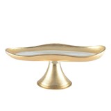 thumbnail of Plat à cake bords dorés sur pied petit modèle 27.5x14.5x10cm