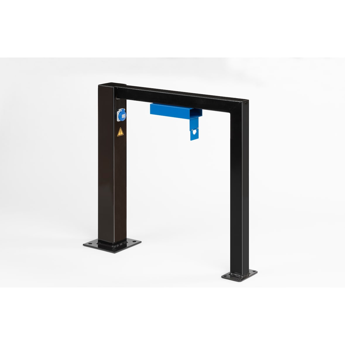 E-Bike-Ständer/Ladestation für E-Fahrräder, aus Stahl, feuerverzinkt + schwarz pulverbeschichtet, L 80 x H 80 cm, 1 x 230 V Anschluss, mit Ladebox