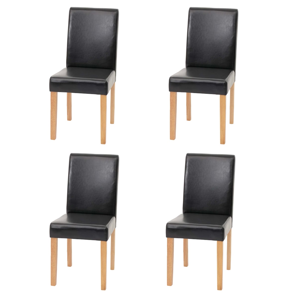 Juego de 4 sillas de comedor Silla de cocina Littau ~ polipiel, patas color negro claro
