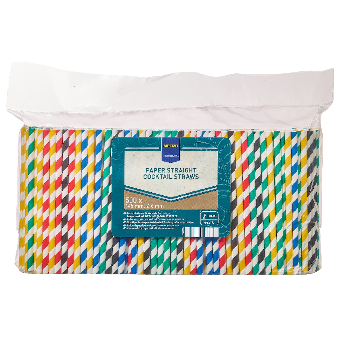 METRO PROFESSIONAL Papierstrohhalme, Ø 6 x 145 mm, mehrfarbig, 500 Stück
