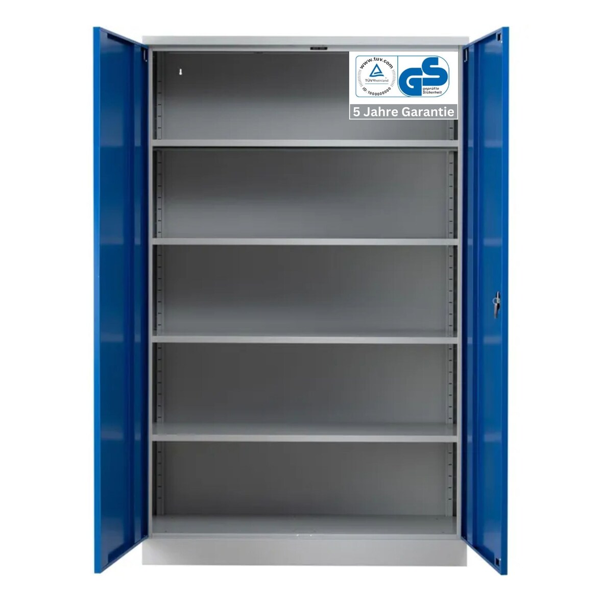 PROREGAL Stahlschrank BEE mit 5 lackierten Fachböden | HxBxT 195x120x60cm | Grau-Blau | Werkstattschrank Werkzeugschrank Aktenschrank Universalschrank
