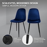 thumbnail of Esszimmerstühle 4er Set, Dunkelblau, Küchenstuhl mit Samtbezug, Wohnzimmerstuhl mit Rückenlehne, Polsterstuhl mit Metallbeinen, Ergonomischer Stuhl