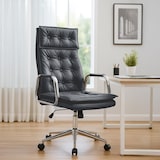 thumbnail of Chaise de bureau Sotira en cuir véritable Noir