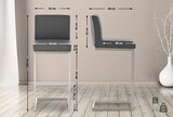 thumbnail of Barhocker COBAS - Kunstleder Grau 42x48x104 cm | Barstuhl Mit Lehne Tresenhocker Tresenstuhl Kneipenhocker Kneipenstuhl