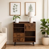 thumbnail of Sideboard / Kommode MYRDAL 80x30x90 cm 2 Schubladen 1 Tür braun/schwarz hjh LIVING