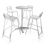 thumbnail of Table de jardin haute en aluminium et 4 chaises hautes