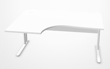 BURONOMIC bureau Essentiel plan compact retour gauche L 160 x P 80/110 cm avec obturateurs et voile de fond, pieds métal L Blanc, plateau Blanc