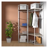 thumbnail of Lot de 2 portants angle et droit bois et métal blanc JUNE