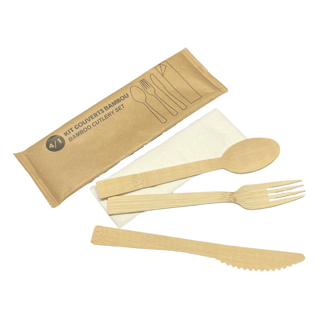 Kit Couvert en Bambou 4 en 1 17cm (500 unités)