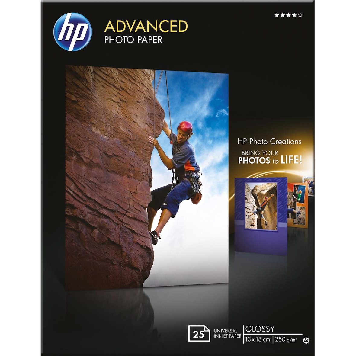 Papier Photo Brillant Hp Advanced - 25 Feuilles - 13 X 18 Cm - Sans Bordures