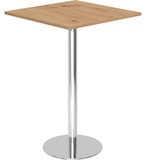 thumbnail of bümö Stehtisch Büro, Bistrotisch eckig 80 x 80 cm - Bartisch Asteiche, Stehtisch Holz-Platte, Säule aus Metall verchromt, Buffettisch, Säulentisch,