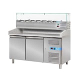 thumbnail of Banco pizzeria refrigerato con n° 2 porte EN 60x40 e vetrinetta portagusti per 7 bacinelle GN 1/4