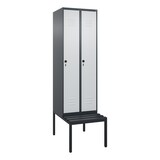 thumbnail of C+P Spind Classic PLUS, Kunststoff untergebaute Sitzbank, 2 Abteile, HxBxT 212x60x82cm, Sicherheitsdrehriegel, Anthrazit/Hellgrau von PROREGAL