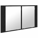thumbnail of Helloshop26 - Moderner wandmontierter Badezimmerspiegelschrank mit Ablagen 80 x 12 x 45 cm aus schwarzem Eichenholzwerkstoff 02_0054530