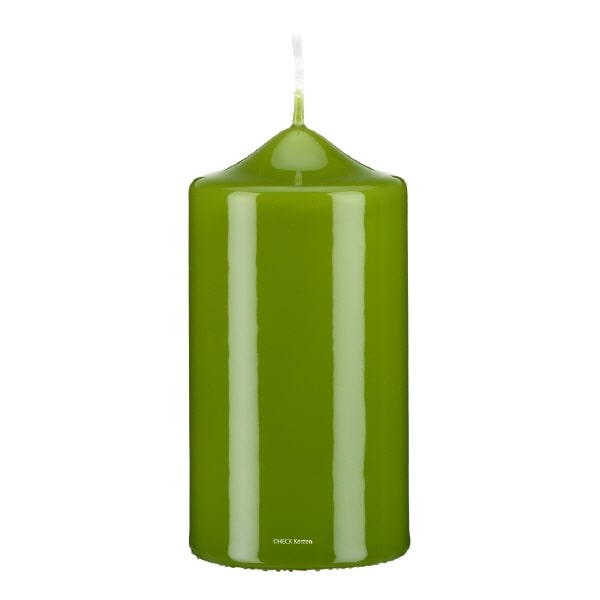 Kerzen Stumpenkerzen Klarlack Hochglanz Limonegrün, 300 x 80 mm, 2 Stück