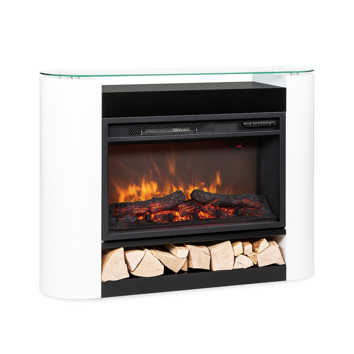 KlarsteinStudio 10 Arc  Elektrokamin 1800 W LED-Flammen Heizlüfter FernbedienungWeiß