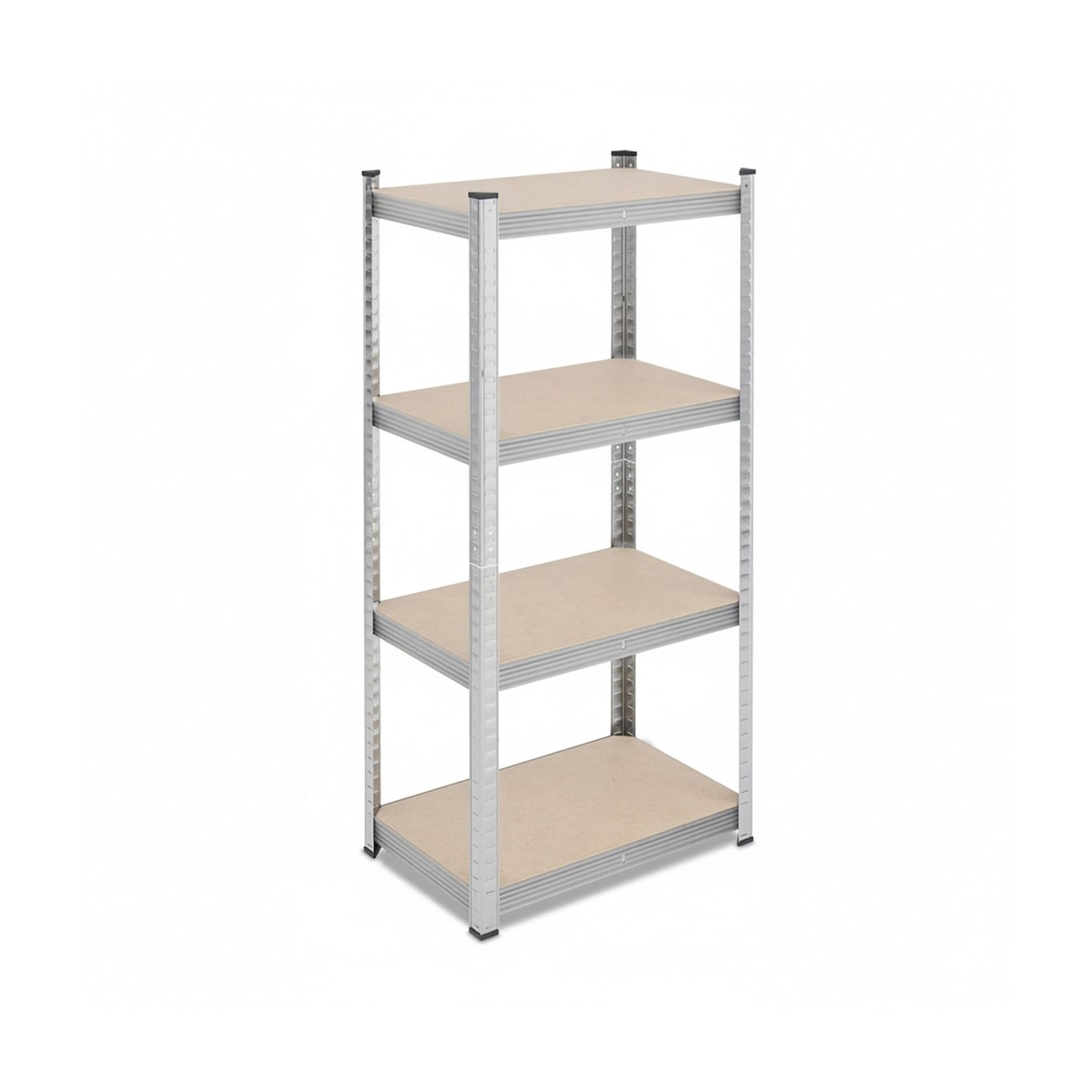 Relaxdays Schwerlastregal, HxBxT: 138x60x40 cm, 200 kg, Stahl, 4 Ebenen, Lagerregal, Keller, Garage, zum Stecken, silber