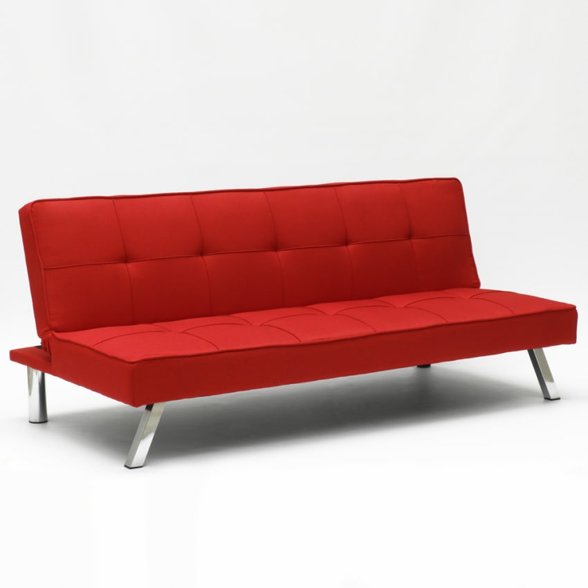 Divano letto in tessuto 2 posti design moderno Gemma pronto letto - Rosso-DI319MIR